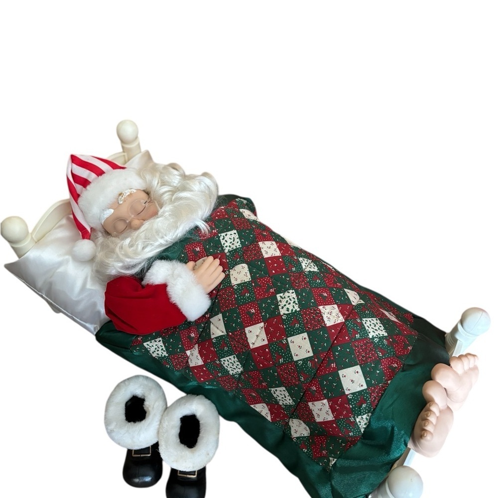 VTG Telco Motion-ettes Sleepin Animated Santa Snoring Whistling Electronic WORKS
